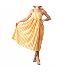 NEW SUNSHINE TIENDA sunkissed stripe reef dress in yellow and pink